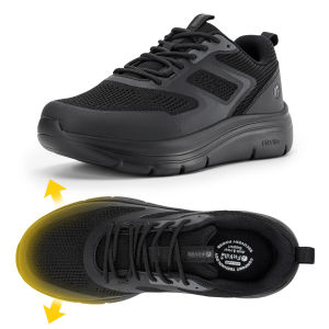 FitVille MenS Wide Toe Walking Shoes Lightweight Non-Slip Walking Tennis Shoe Cushioning Slip-On Comfortable Relieve pain