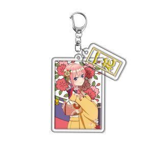 Bandai | Acrylic Keychain The Quintessential Quintuplets Ichika Nakano Nino Nakano Miku Nakano Transparent Pendant Cartoon Anime Keyring