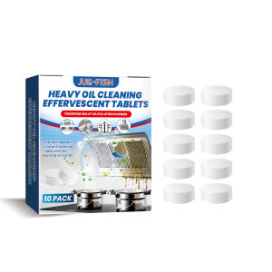 Jue-Fish Household Kitchen Grease Cleaner Effervescent Tablets Multi-function Effervescent  Cleaner Kitchen Stove Oven Powerful Stain Remover Foam Detergent Range Hood  Strong Foam Detergent Cleaning Tools （10 Pack）