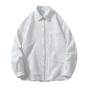 White Long Sleeve Mens Shirt Spring Autumn New Style 2025 Outerwear Trendy Brand Premium Feel Loose Fit Button down Polyester