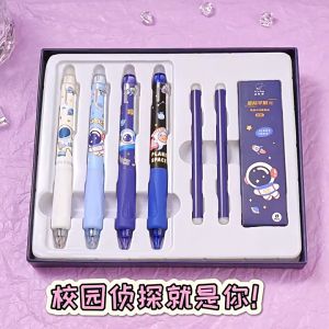 4Pcs Erasable Gel Pen Black Ink with Eraser Quick Drying 0.5mm Retractable Eraser Pen Gift