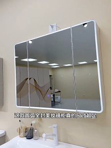 SG In Stock-Toilet Bathroom Mirror Cabinet LED Makeup Mirror Gray / White Cabinet Bilik mandi cermin Shower Room Storage Mirror Cabinet