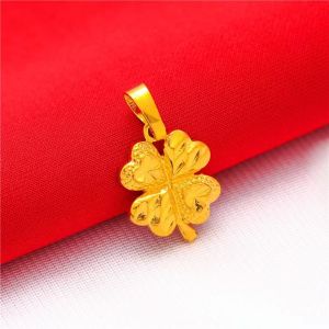 Liontin Fashion Korea 18K Warna Emas Perhiasan Pernikahan Wanita Motif Empat Daun Semanggi