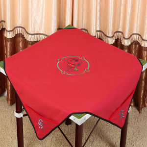 Thickened Embroidered Square Mahjong Tablecloth with Pocket Home Use Noise Reduction Mahjong Mat Large Size Gaming Accessories