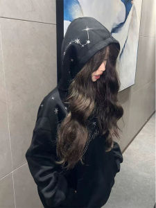 American High Street Embroidered Silver Thread Star Letter Hoodie Womens Spring Autumn Loose Trendy Design Sense Niche Coat