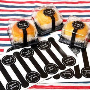 100 Pcs Long Style Self-adhesive Sticker Cake Packaging Sealing Label Package Box Decoration DIY