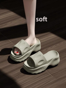 EVA Thick Heel Slippers Womens Summer Outdoor Office Wear High Heel 6cm Home Indoor Comfortable Feeling Flat Sandals