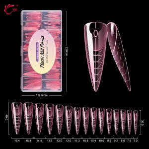 TP 150pcs/box Nail Dual Form Stiletto Acrylic Poly Extension Gel Nail Molds French Full Cover Reusable False Nail Tips Top Forms