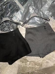 European Goods Side Two Buttons False-Two-Piece Skirted Leggings Wool Material High Waist Age-Reducing Shorts Short Skirt Hem Irregular Skirt
