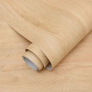 Self-Adhesive Wallpaper Wardrobe Waterproof Vinyl Solid Color Wood Grain Bedroom Cabinet Furniture Door Renovation Wall Sticker