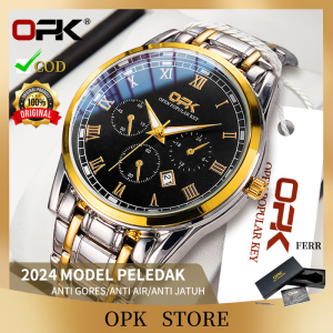 OPK Watch For Mens Original Waterproof Fashion Business Quartz Stainless Strap Luminous Calendar With Box Mens Casual Clock