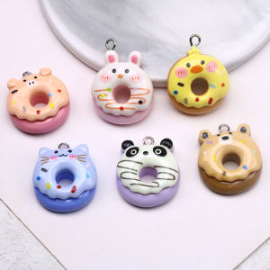 Resin Creative Animal Pig Rabbit Panda Chicken Donut Pendant DIY Earrings Necklace Charm Material