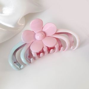 Summer Gradient Shark Bow Hair Clips For Women Girl Pink Large Heart Shaped Hair Claws