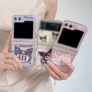 Ultra-Thin Cartoon Kt Cat Phone Case for Samsung Z Flip6 Flip4 W24Flip Full Cover Protection Transparent Shockproof Flip Cover