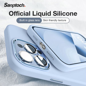 Sanptoch Premium Liquid Silicone Phone Case For iPhone 15 14 13 12 Pro Max Built-in Metal Glass Lens Cover For iPhone 15 14 Plus Skin friendly Shockproof Protection Soft Casing