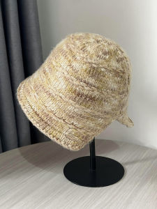 Korean Style Knitted Woolen Fisherman Hat Womens Autumn Winter Warm Bucket Cap Large Head Size Small Face Effect Back Split