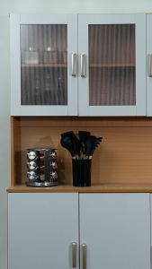 E-Morah (2/3 Doors) HP079 Modern Kitchen Cabinet Acrylic Door Storage Sideboard Scandinavian Home Kitchen Integrated Shelf Rak Dapur Kitchen Rack Dapur Almari Kabinet Dapur