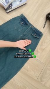 Rok Highwaist Midi Skirt Non Stretch Jeans Wanita Duma Skirt Jeans Retro Skirt | BAYLE - 1037 RELK JEANS