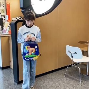 Balo đi học Nam Nữ CAPYBARA hoạt hình dễ thưỡng Cặp sách vỏ cứng không thấm nước Kích thước 12 inch