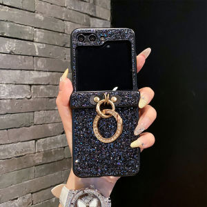 Luxurious Shiny Diamond Rhinestone Glitter Ring Buckle Case For Samsung Galaxy Z Flip 8 7 6 5 4 3 Protective 3-PIECE Back Cover