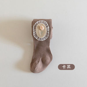 Girls Cotton Tights Spring Autumn Thin Pure Cotton Children Base Pants Sweet Little Flower Fashionable Baby Long Socks