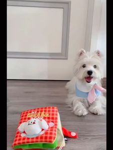 Dog Toy Interactive Plush Book Stuffed Chew Toys Snuffle Toy IQ Toy Hide Treats Books ins韩国宠物漏食响纸嗅闻发声解闷互动磨牙狗狗猫咪藏食玩具书本