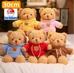 [SG SELLER]Cute Soft Teddy Bear Plush Toy Colorful Sweater Clothes Bear Dolls Embrace Bear Toys Playmate Doll Toy Kids Christmas New Year Birthday Gifts