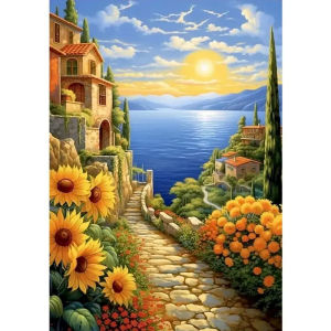 Oil Paint By Numbers Painting on Numbers for Adults Diy Beach Landscape Gift Home Garden Handmade on Canvas New