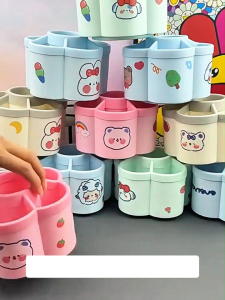 Lọ Đựng Bút Xoay 360° Nhiều Ngăn – Hộp Bút Xinh Hình Bông Hoa Size To Đựng Đồ Dùng Học Tập Gọn Gàng