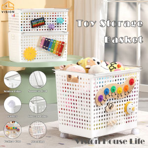 Vision Movable Children Baby Toy Storage Basket Household Wardrobe Cloth Organizer Bathroom Dirty Clothes Basket Plastic Stackable Organizer with Handle Baskets