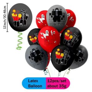 12pcs Robloxed Forsaken Chance Latex Balloon Set Square Figure Birthday Party Decorations Ceiling Hanging Party Supplies Gift