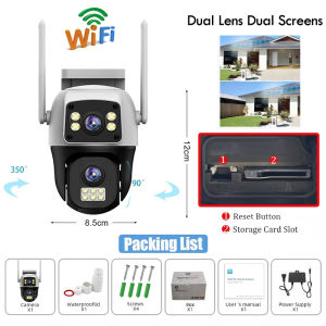 V380 Pro 15MP Three lens 4G SIM CCTV Camera Waterproof Outdoor Wireless IP Camera Triple Screens 10x optical zoom Infrared  Night Vision 360°PTZ Control auto tracking Intelligent Alarm Built-in Battery smart CCTV