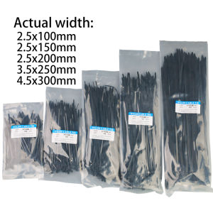 500pcs Self-Locking Nylon Cable Tie Set Plastic Zip Tie Wider 2.5x100/3.5x250/4.5x300mm Wire Wrap Fixed Binding High Quality