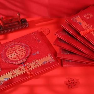 BD Buku Tamu Pernikahan Chinese Wedding Guest Book / Daftar Buku Kehadiran Tamu Pernikahan ShuangXi WED118