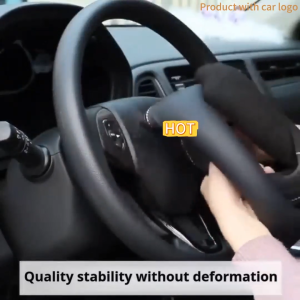Nissan Car Steering Wheel Cover (Round Shape Black) Leather Suitable for All Nissan cars Almera Grand X Trail Lixina Navara Serena Sylphy Teana Vanette 38CM