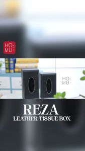 HOMU REZA KOTAK TISU KULIT PREMIUM PU LEATHER TISSUE BOX PERSEGI HITAM