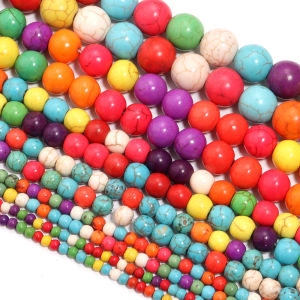 3-12mm Colorful Natural Turquoises Beads Round Loose Stone Bead for Jewelry Making DIY Bracelets Necklace Accessories Wholesale