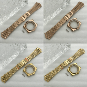 Modification Gold 40mm Sapphire Glass Case Steel Band Suitable for PRX Super Player NH35 NH36/4R/7S Movement 31.8mm Watch Dial
