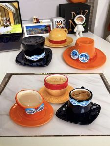Bộ Cốc Cà Phê Bằng Gốm ASL Mũ Trùm Đầu Của Thuyền Trưởng Cướp Biển Bộ Cốc Và Đĩa Bộ Đồ Ăn Uống Bằng Gốm Sứ Hoạt Hình