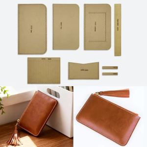 YOMDID 8PCS Wallet Making Supplies DIY Tassel Zipper Handbag Making Kraft Paper Template Handmade Leather Tool Template