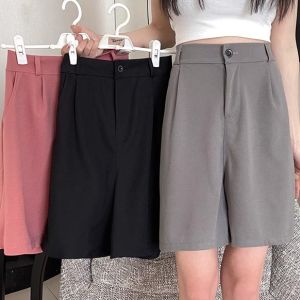 Quần Short Ống Rộng Cạp Cao Thường Ngày Cho Nữ Mùa Hè Cỡ Lớn Quần Short Ống Đứng Cỡ Nhỏ Che Hông Quần Short Ống Rộng Năm Điểm