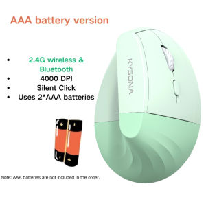 KYSONA EM18 Wireless Mouse Ergonomic Bluetooth Mice with Battery Indicator 5 Adjustable DPI Rechargeable For Windows Android Mac