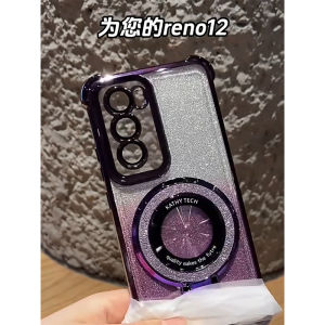 OPPO Reno 12 13 14 11 10 Pro 8T 8Z 7Z 5G Case OPPO Reno 14F 12F 13F 11F 5G Case OPPO Reno 14 13 12 11 10 Pro Case Clear Jelly Shockproof Case with Camera Lens Protector Glitter Magnetic holder Transparent All-inclusive Edge Anti-fall Soft Case