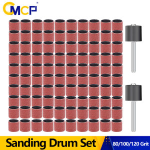 CMCP 12.7mm Sanding Drum Grit 80 100 120 with 1/8" Shank Mandrels for Nail Drill Bits Dremel Rotary Tools Accessories