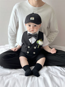 Stylish Baby Boy Outfit Summer Clothes Cute One Year Old Birthday Dress British Style Small Master Suit Polyester Rayon