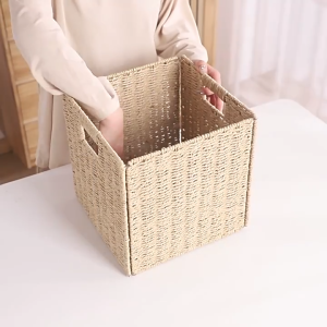 Silive Shop ตะกร้าหวายเทียม กล่องเก็บของ ตะกร้าอเนกประสงค์ #P-D19