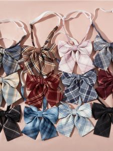LIESHANG | Plaid Black Gingham Bow Tie Collar Pin School Style Shirt