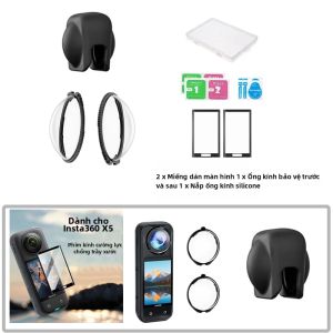 Bộ Phụ Kiện Máy Ảnh Insta360 X5 HD Gồm Kính Cường Lực Túi Đựng PU Dây Đeo Tay Nắp Ống Kính Và Miếng Bảo Vệ Ống Kính Kính Gậy Tự Sướng.