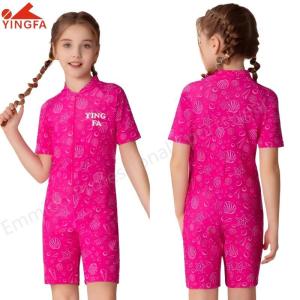 Yingfa Girls Swimwear Rashguard Rose Red Teenage Swimming Costumes Upf50+ Sun Protection Bathing Suit Professional Girls Training Swimsuit 4 To 16 Years