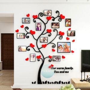 3D acrylic photo frame tree leave wall sticker wallpaper decor